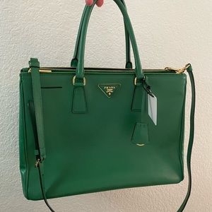 Prada Saffiano Large Double Zip Galleria Tote Bag